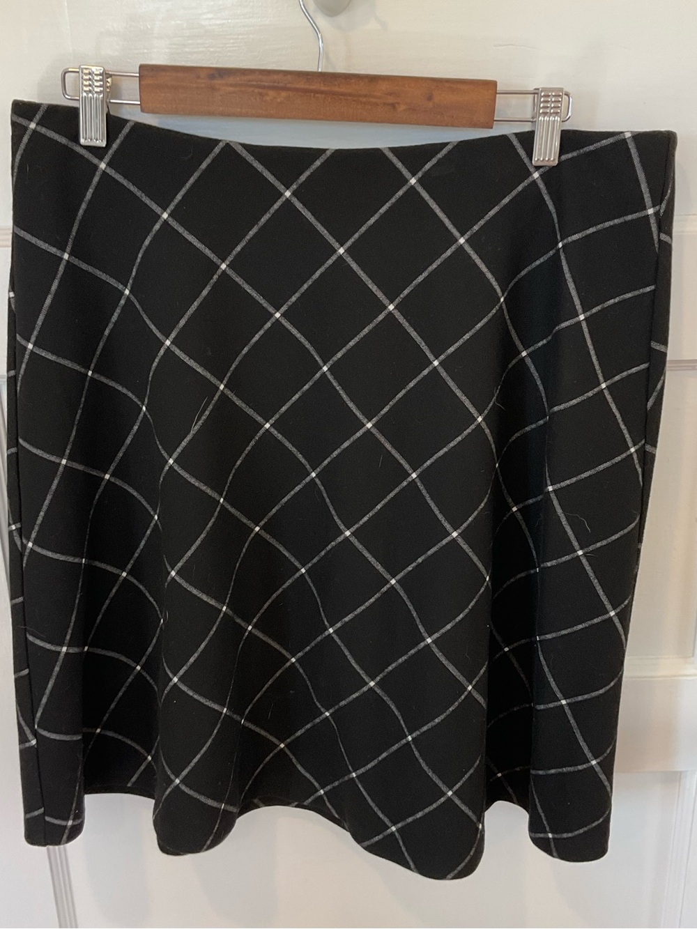 LOFT Black A-Line Skirt with Gray Windowpane